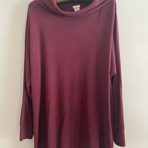 Chico's Rich Burgundy Cowl Neck Sweater
